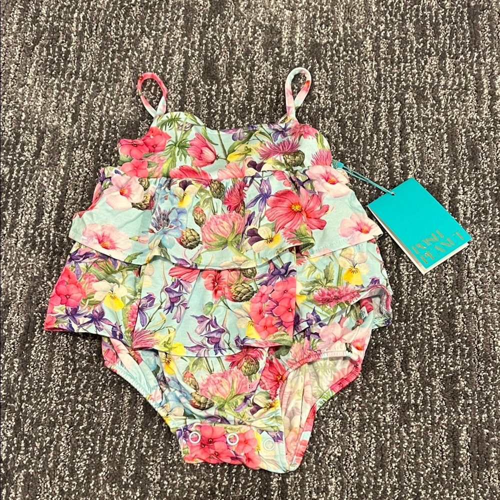 Posh Peanut Floral Kids Bodysuit - Pink and Purple